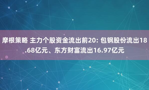 摩根策略 主力个股资金流出前20: 包钢股份流出18.68亿元、东方财富流出16.97亿元